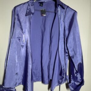 VENEZIA SET Deep Lavender Satin 2-pc (Wrap Top AND Long Skirt)